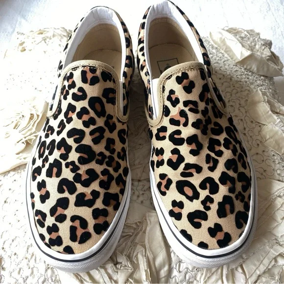 Vans Leopard Print Slip On Black Tan Casual Classic Slip On Shoes Size 9 - Picture 14 of 16